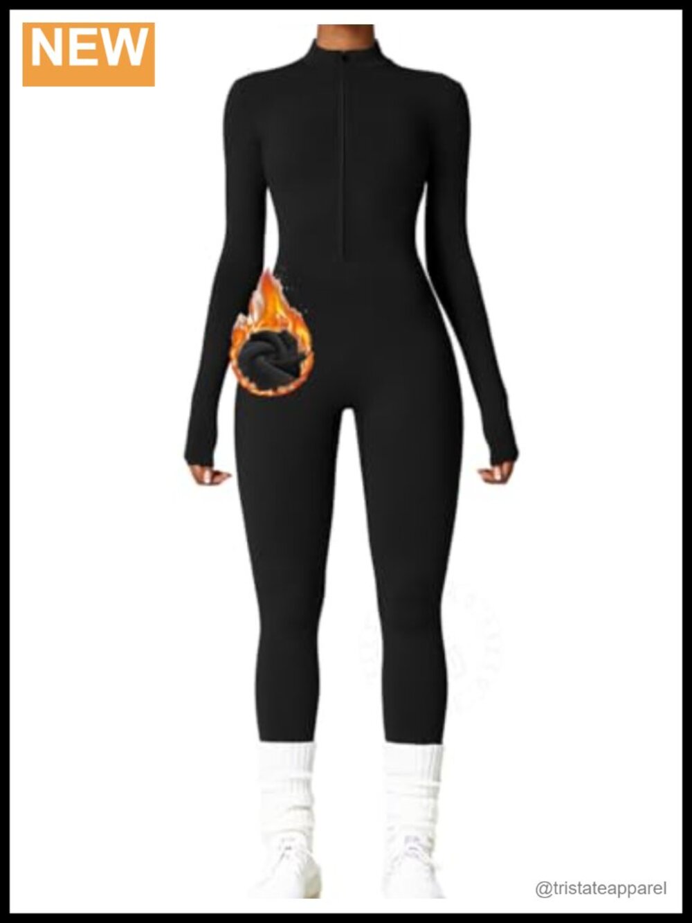 AEEZO Long Sleeve Workout Jumpsuit Zip Up Yoga Romper Tummy Control